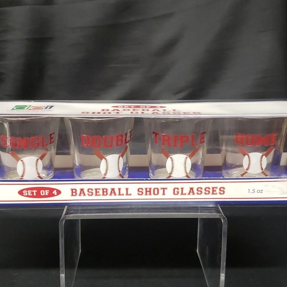 Dennis East International Set of 4 Baseball 1.5 oz. Shot Glasses